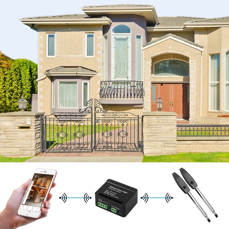 Gate Automation System Stainless Steel DC Powered Auto Electric Motor Wifi Swing Gate Opener