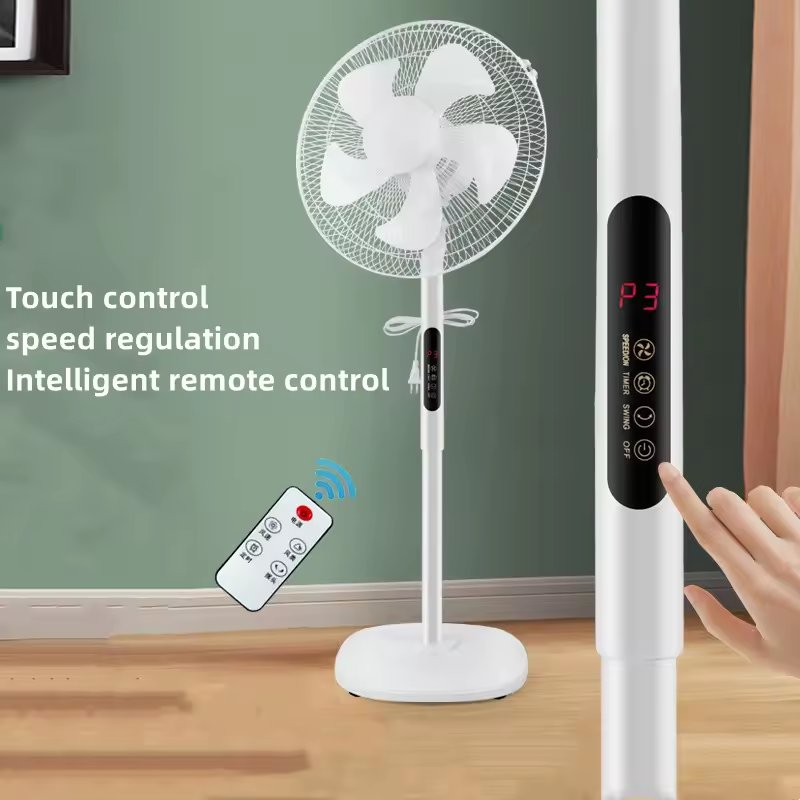 Air Cooling Fan Household Electric 16 Inch Floor Fans Remote Control AC Motor LED Display Touch Control Auto Shaking Head