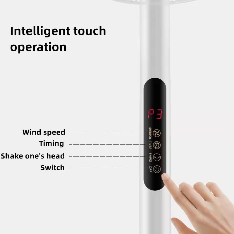 Air Cooling Fan Household Electric 16 Inch Floor Fans Remote Control AC Motor LED Display Touch Control Auto Shaking Head