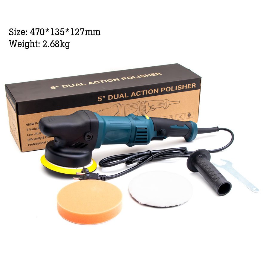 5" Dual Action High Power Car Polisher Portable Auto Polishing Machine With Pads Home Floor Waxing Scratch Surface Repair Tools