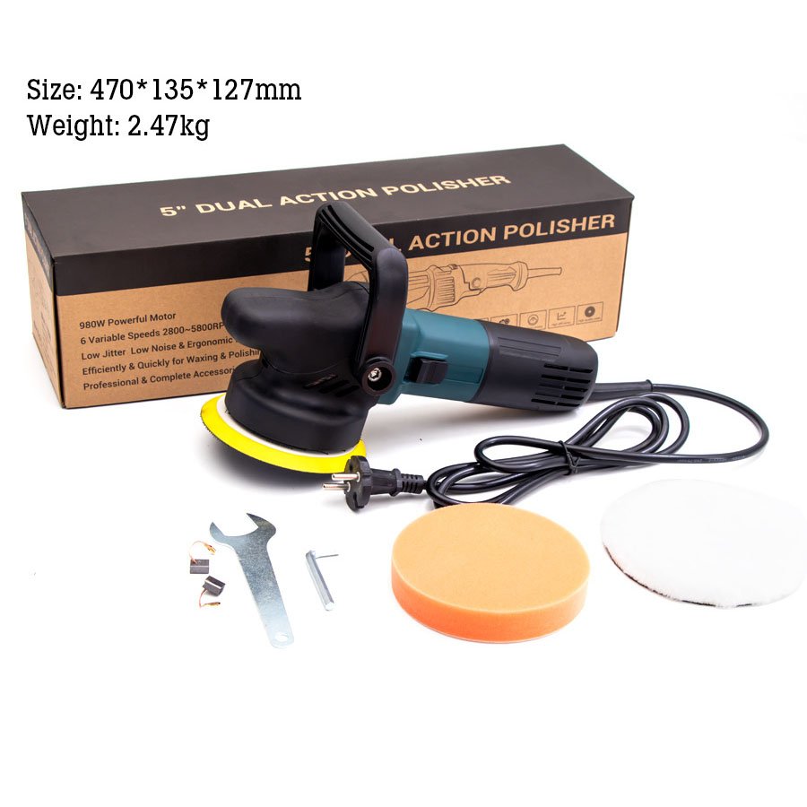 5" Dual Action High Power Car Polisher Portable Auto Polishing Machine With Pads Home Floor Waxing Scratch Surface Repair Tools