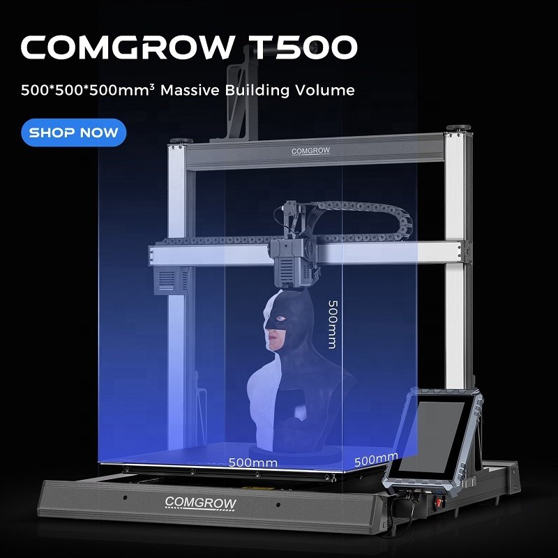 Super Huge 3D Printing Machine Comgrow T500 500*500*500mm Print Klipper 3D Printer Linear Rails for Consumer and Industrial Use