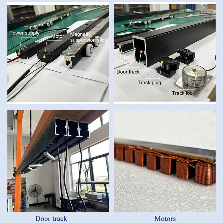 No Bottom Track Automatic Sliding Door System Interior Soft Closing Telescopic Auto Door Sensor Panels Automatic Door Office