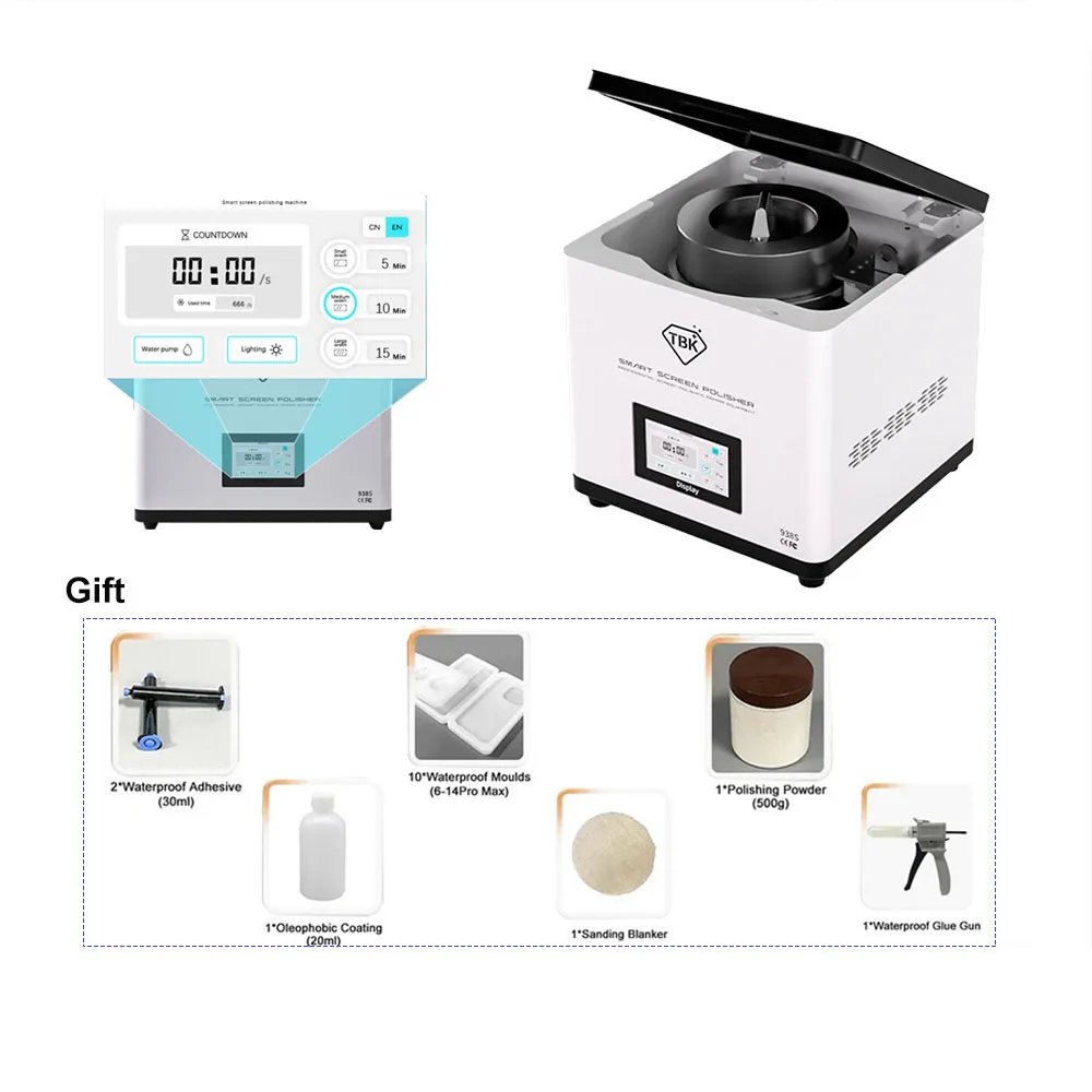 TBK938S Mini Screen Polishing Machine Screen Scratch Repair Phone LCD Screen Polishing Frequency Control Auto Grinding Machine