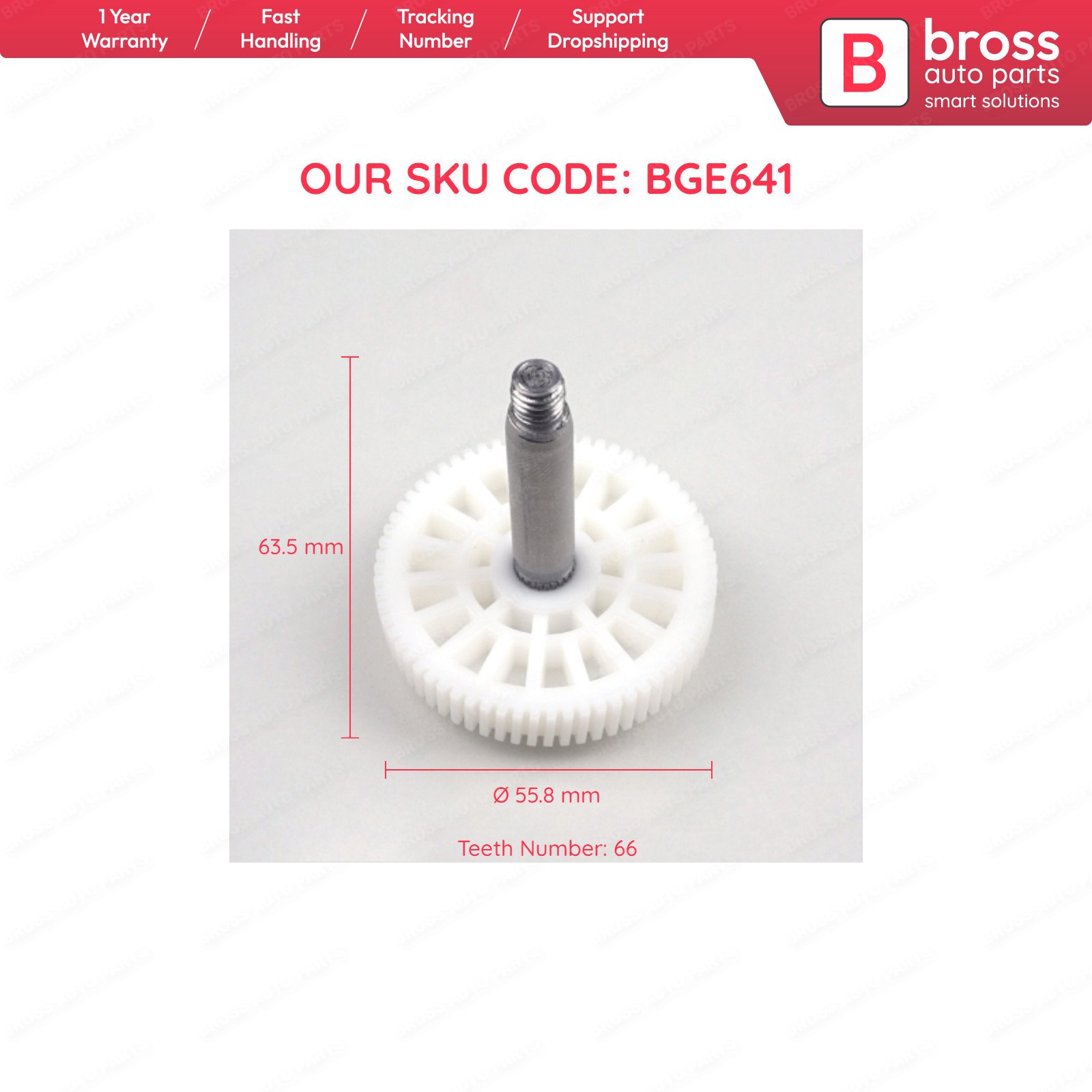 BGE641 Front Window Windscreen Wiper Motor Repair Gear 0390241538 for Opel Astra H 66-Teeth Made in Turkey