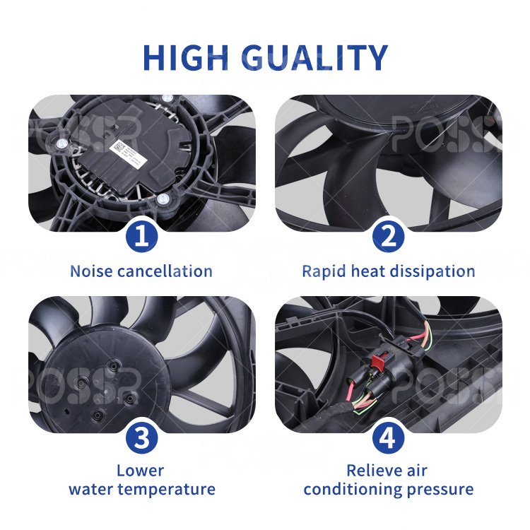 POSSR 3QG121207 Auto Car Engine System Parts Assembly Radiator Cooling Fan for VW Teramont