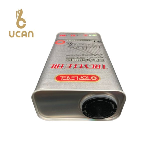 1L Rectangle Tinplate Metal Can for Engine Oil 1 Liter Auto Motor Car Container with Screw Cap Seal Industrial Use