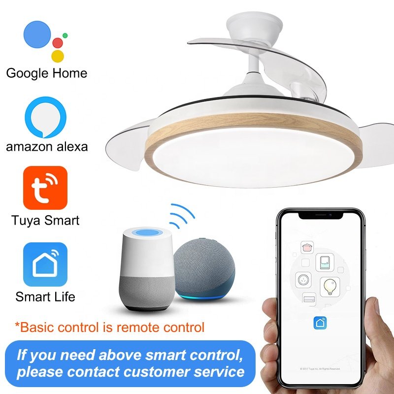 Y039 Modern Remote Control 42 Inch Bladeless 110/220v Ceiling Fans with Lights Lamp Led Designer Luz Con Ventilador Oculto Techo