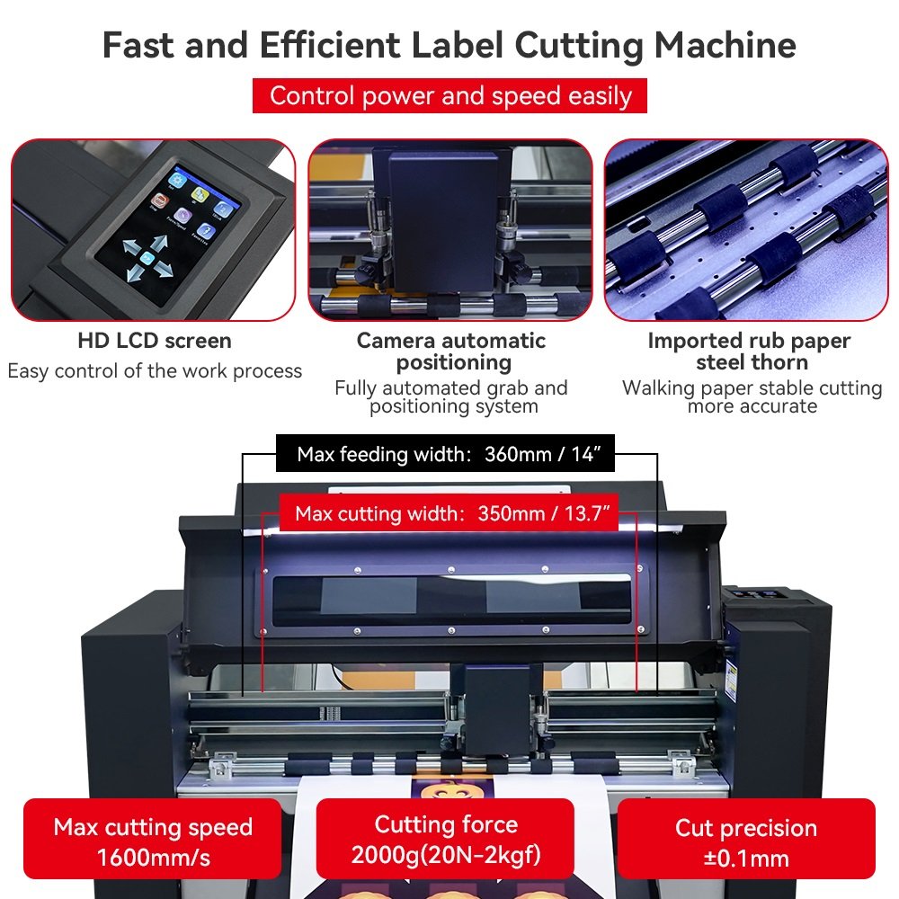 Digital Servo Motor 1600mm/s Fast Speed Sticker Paper Cutting Machine CCD Camera Label Double Head Cut Machine