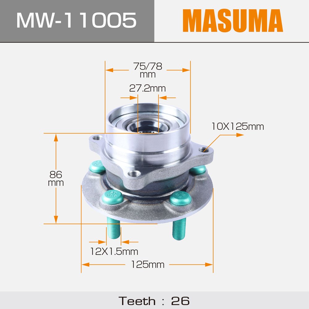 MW-11005 MASUMA High Quality Car Front Wheel Hub Bearing for Toyota Camry Prius Rav4 Hiace Corolla Prado 150 Yaris Vios