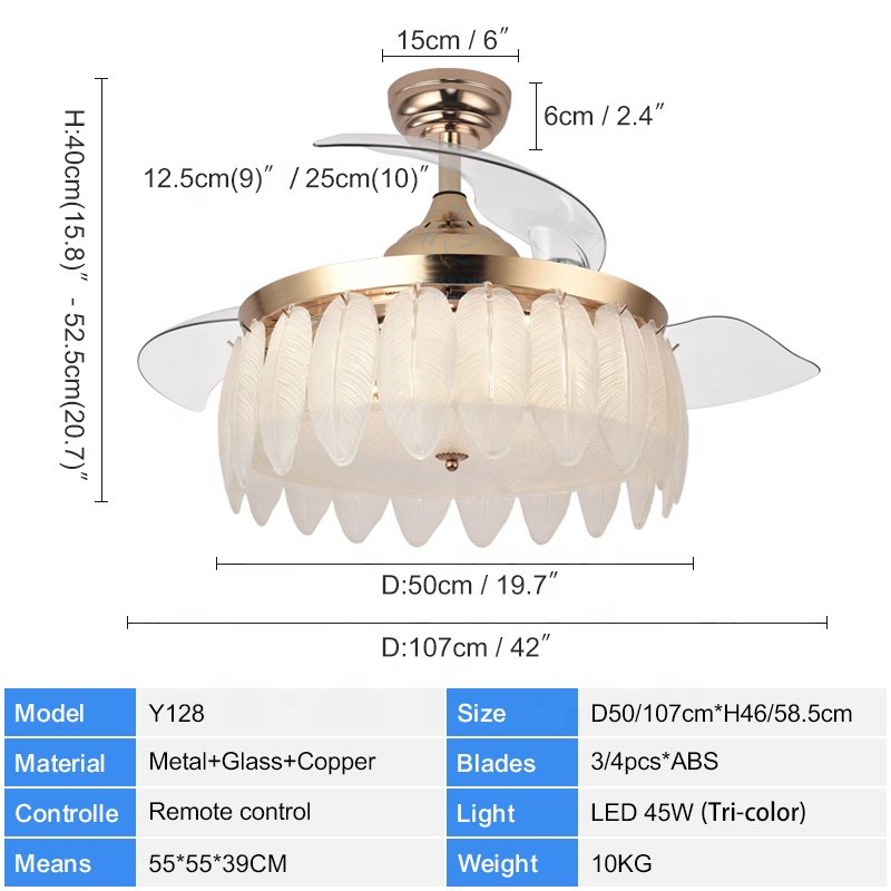 Y128 Modern Ceiling Fans with Crystal Fan Light 110/220V LED Decorative Bladeless Remote Control New Creative Design DC Motor