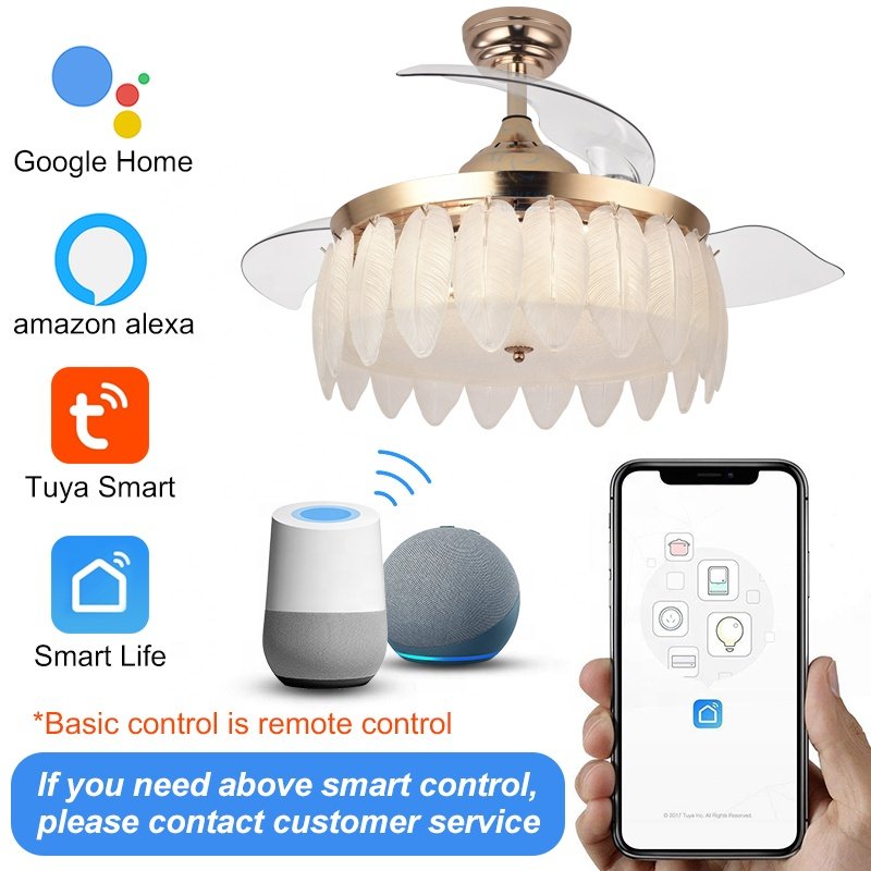 Y128 Modern Ceiling Fans with Crystal Fan Light 110/220V LED Decorative Bladeless Remote Control New Creative Design DC Motor