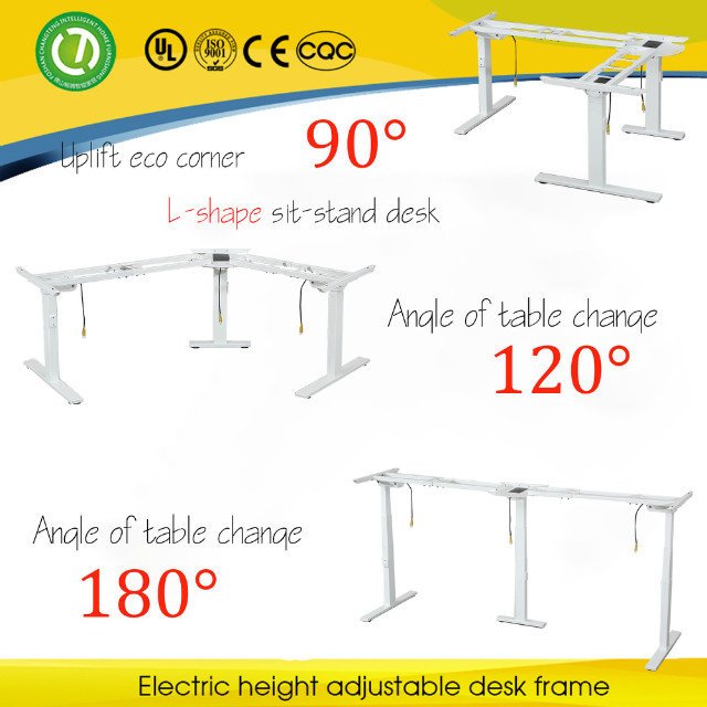 Office Motorized Auto Table Legs Height Adjustable Triple Motor L Shape Computer Desk Office Sit to Stand Table
