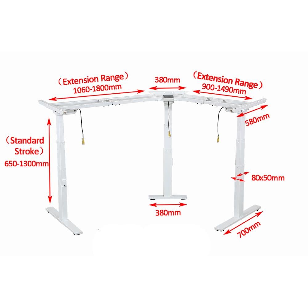 Office Motorized Auto Table Legs Height Adjustable Triple Motor L Shape Computer Desk Office Sit to Stand Table