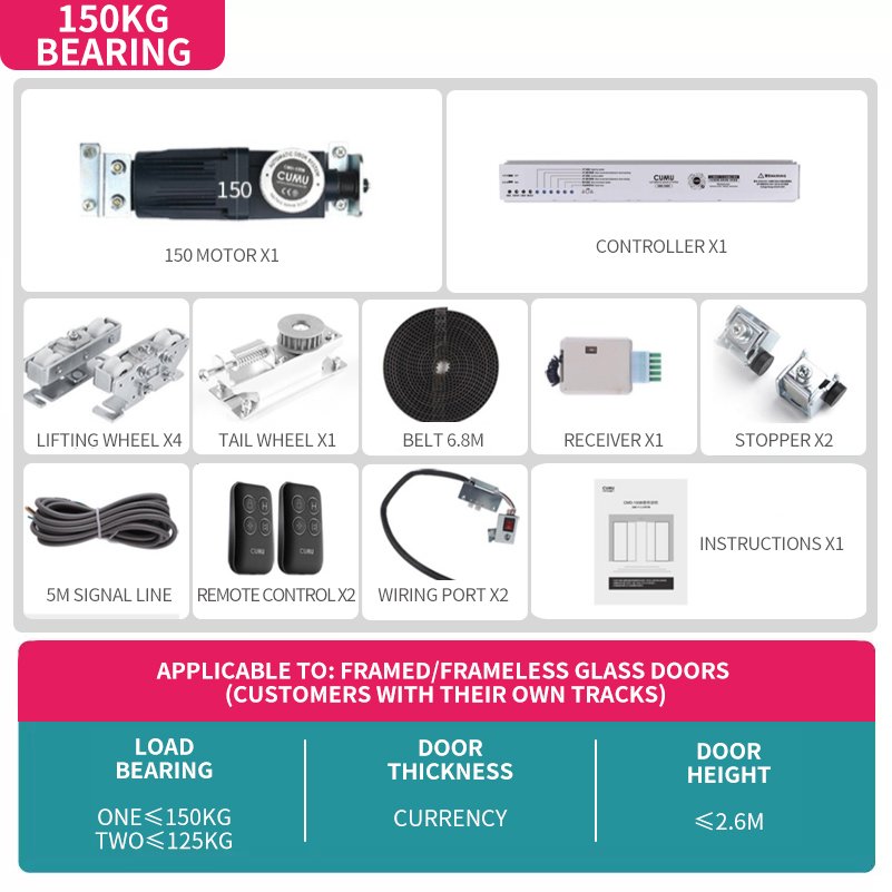 CMD-150BT Modern Classic & OEM 220V 110V Type Automatic Sliding Door Motor for 150KG Electric Auto Door Unit