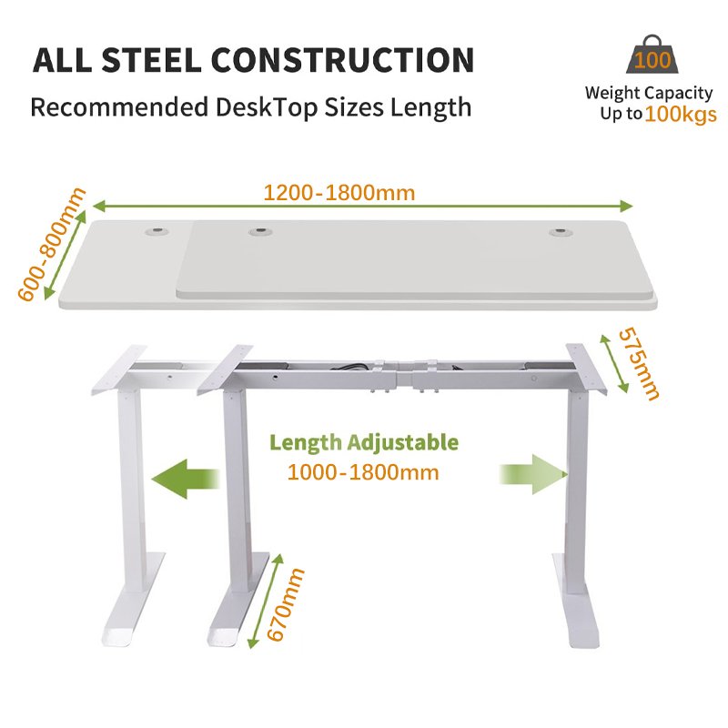 Comfortable Steel Electric Dual-motor Auto Height Adjustable Sitting Computer Standing Desk Ergonomic Table White