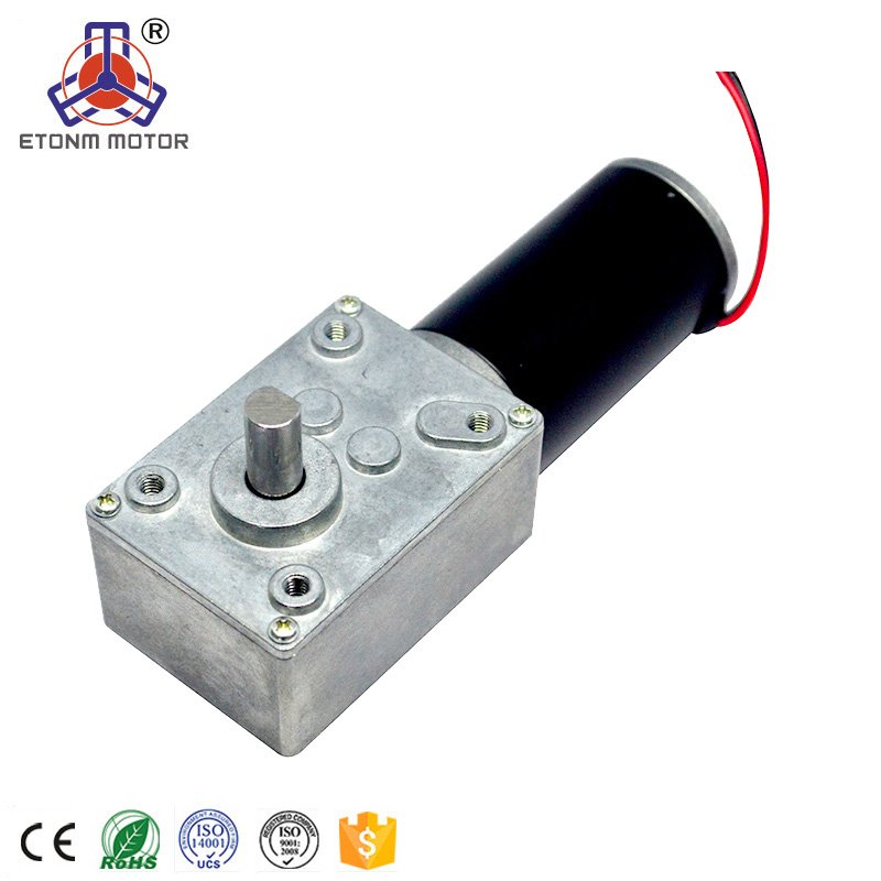 24V 100kg.cm Mini Worm Gear Motor High Torque Right Angel Motor Good Quality Metal Reducer Box with Dc Motor