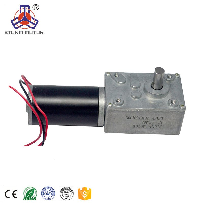 24V 100kg.cm Mini Worm Gear Motor High Torque Right Angel Motor Good Quality Metal Reducer Box with Dc Motor