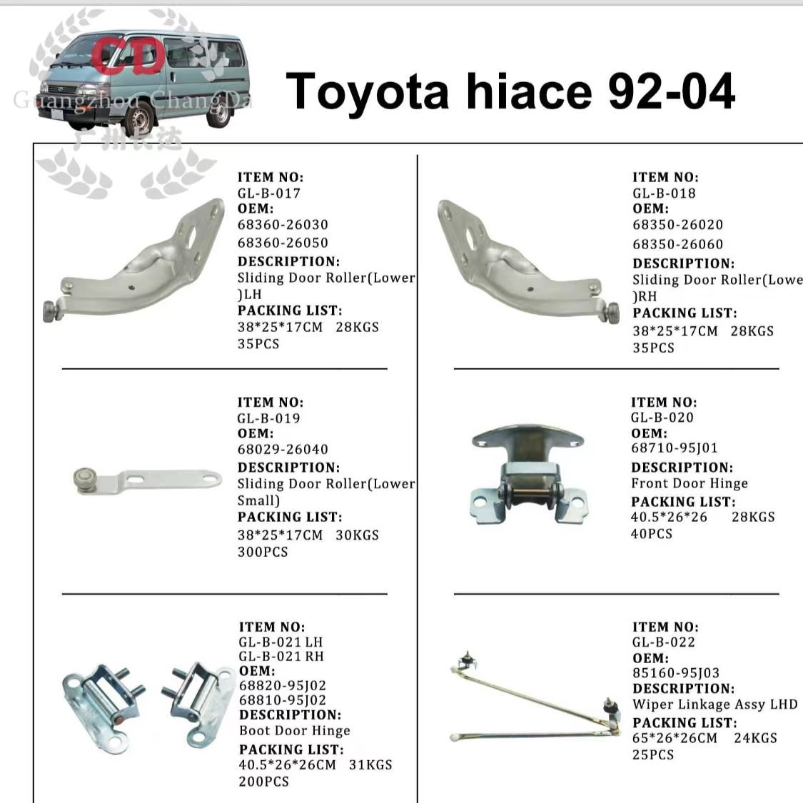 FOR Toyota Hiace 1992-2004 Sliding Door Roller - Middle 68390-95J02 RHD 68390-26030 Middle Pulley Middle Door Bearing