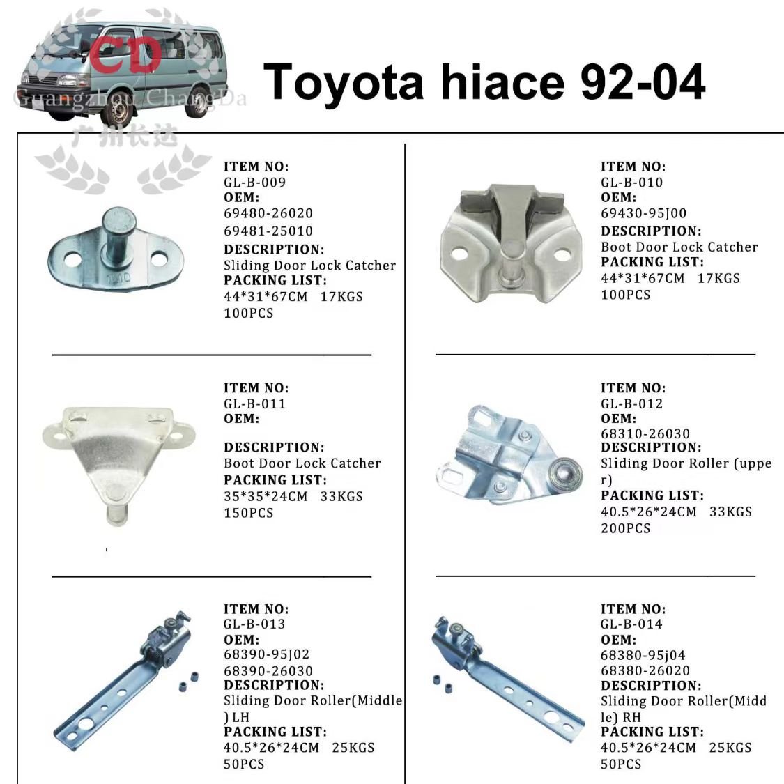 FOR Toyota Hiace 1992-2004 Sliding Door Roller - Middle 68390-95J02 RHD 68390-26030 Middle Pulley Middle Door Bearing