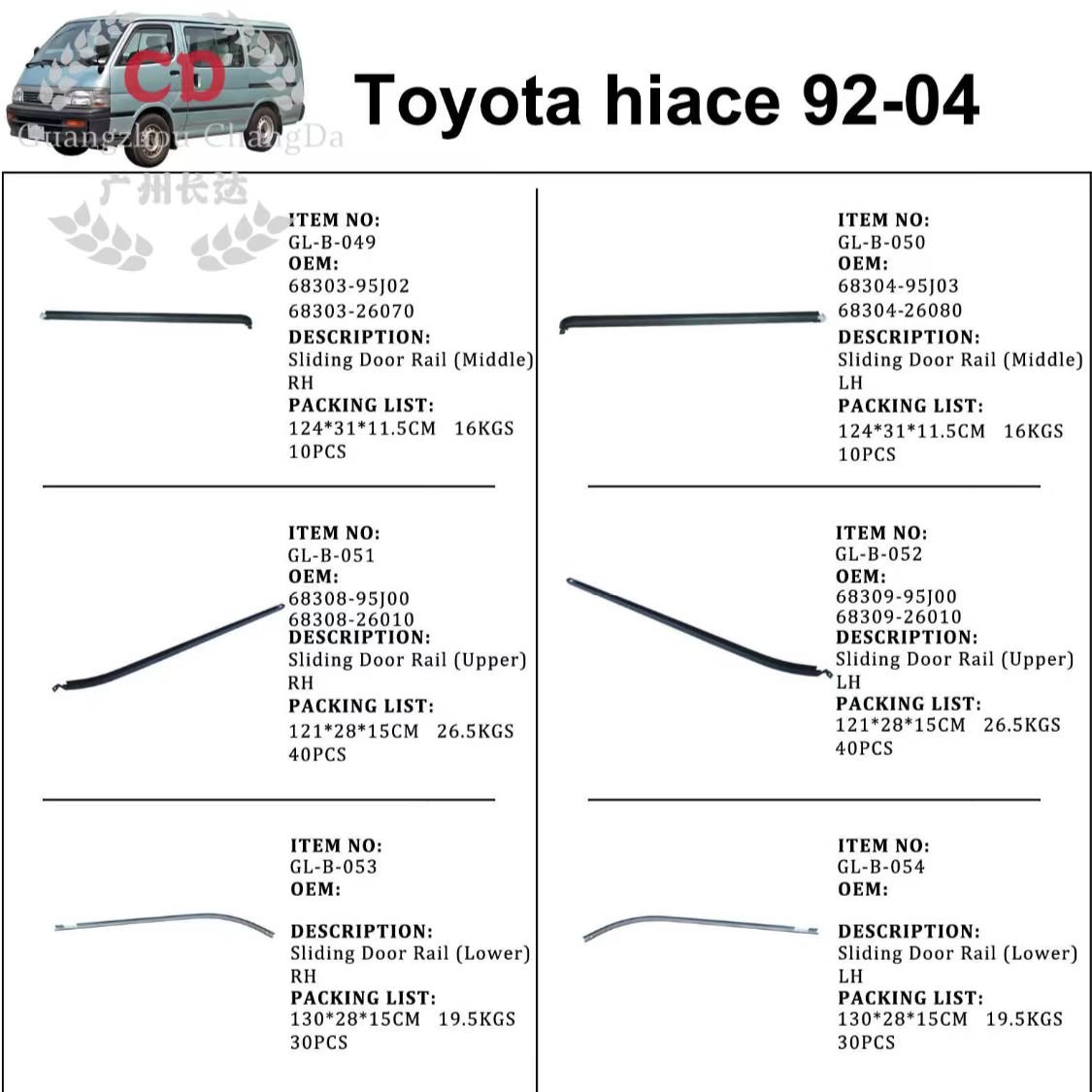 FOR Toyota Hiace 1992-2004 Sliding Door Roller - Middle 68390-95J02 RHD 68390-26030 Middle Pulley Middle Door Bearing