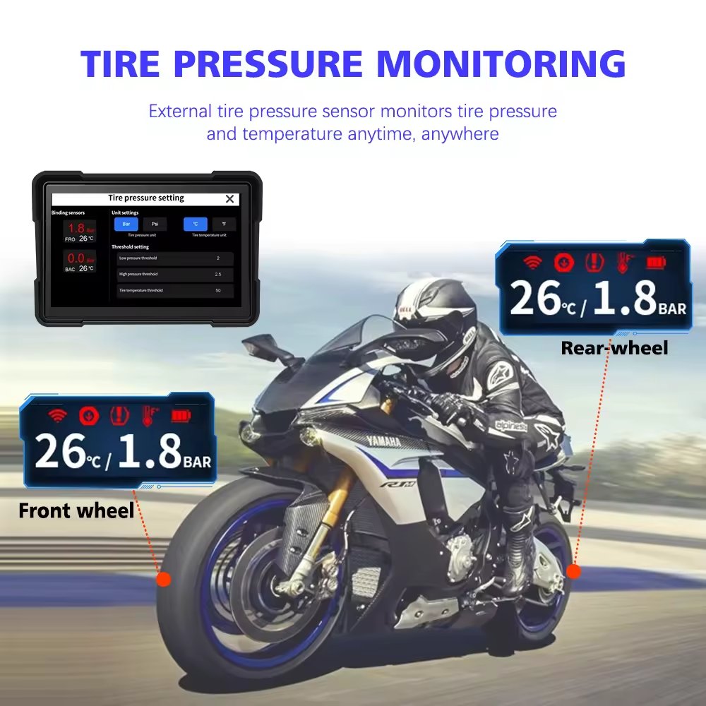 Factory Supplied 5 Inch Motorcycle Multimedia Player Wireless CarPlay Android Auto TPMS DVR, Motorcycle GPS Carplay