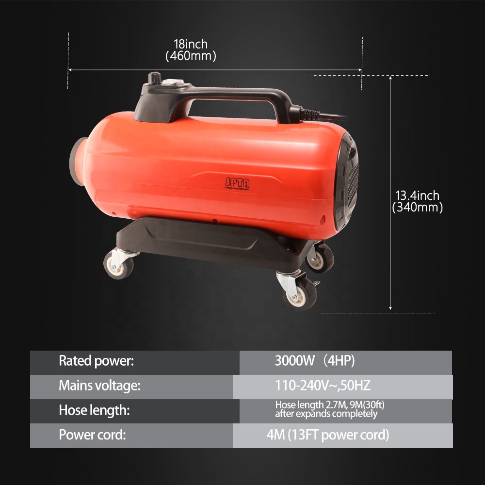 SPTA New Arrival 3000W (4HP) Double Motor Car Cleaning Dryer Blower for Auto Detailing