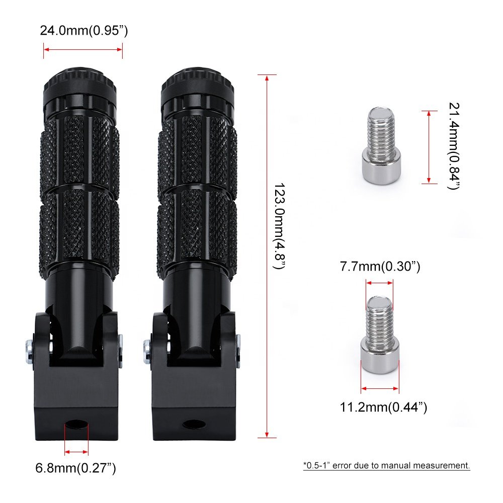 2Pcs M8 Universal Motorcycle Motor Bike Folding Footrests Foot Pegs Foot Rests Pegs Rear Pedals Set CNC Aluminum Motorcycle Part