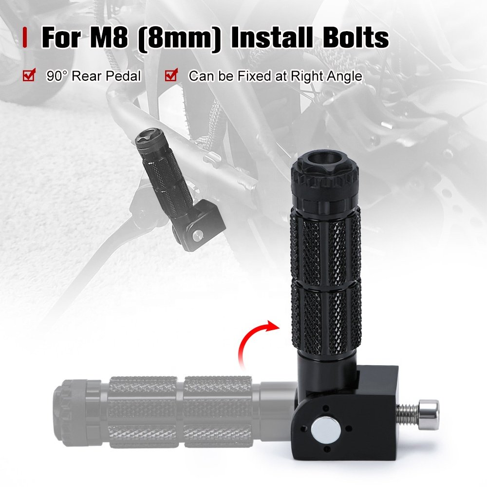 2Pcs M8 Universal Motorcycle Motor Bike Folding Footrests Foot Pegs Foot Rests Pegs Rear Pedals Set CNC Aluminum Motorcycle Part