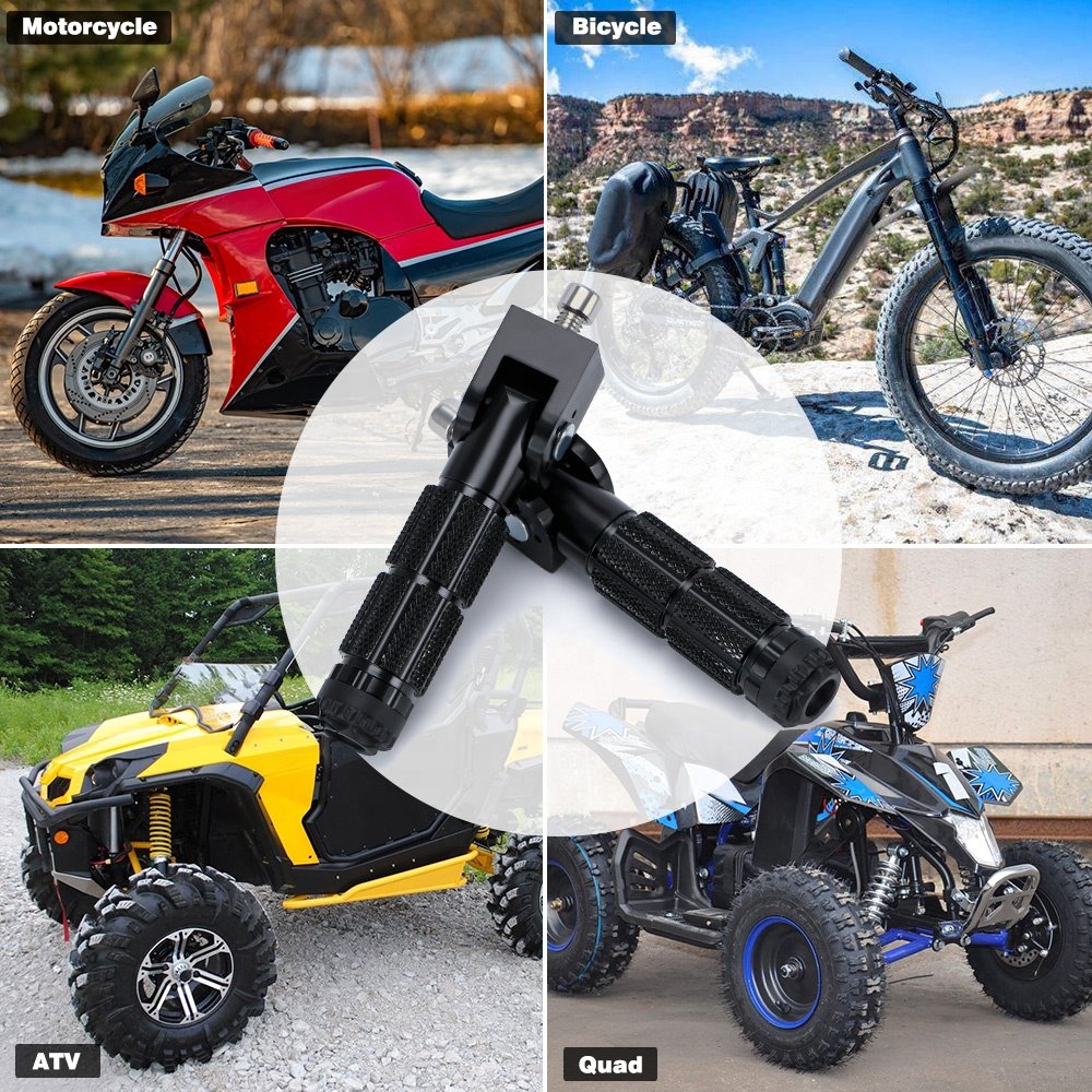 2Pcs M8 Universal Motorcycle Motor Bike Folding Footrests Foot Pegs Foot Rests Pegs Rear Pedals Set CNC Aluminum Motorcycle Part