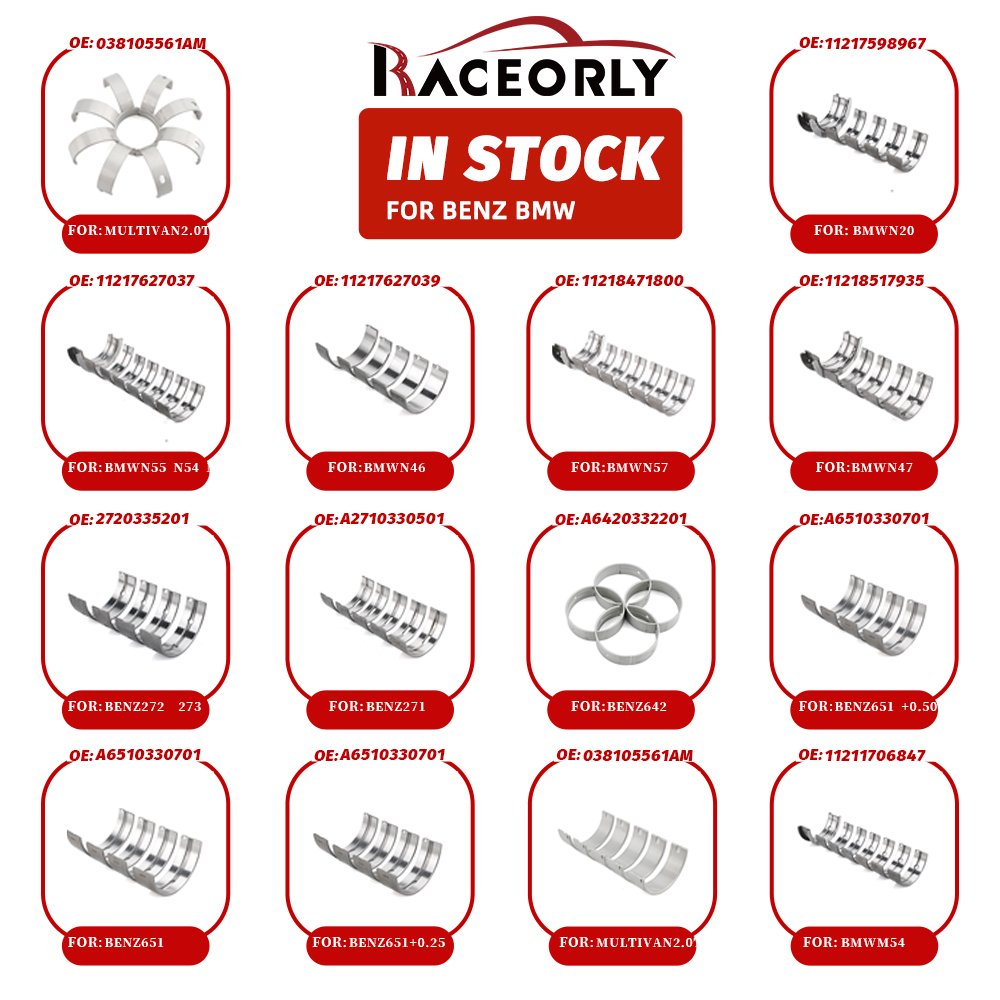 Raceorly High Quality Auto Engine System Parts Crankshaft Bearing for Mercedes-Benz M271 KE16 ML A2710330501 A2710330602