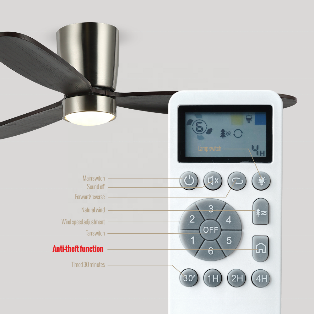 Wholesale Nordic 3 Solid Wood Blade 52 Inch Remote Control Dc Motor Wooden Bldc Led Ceiling Fan With Light