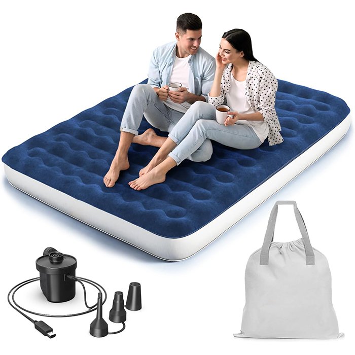 Hypo-allergenic Pordable Folding Camping Queen Size Self Inflatable Air Bed Mattress with Electric Pump