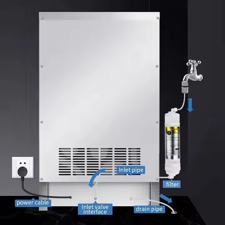 Stainless Steel Commercial Ice Maker With 90lbs Storage Auto Cleaning Commercial Undercounter Ice Maker Machine
