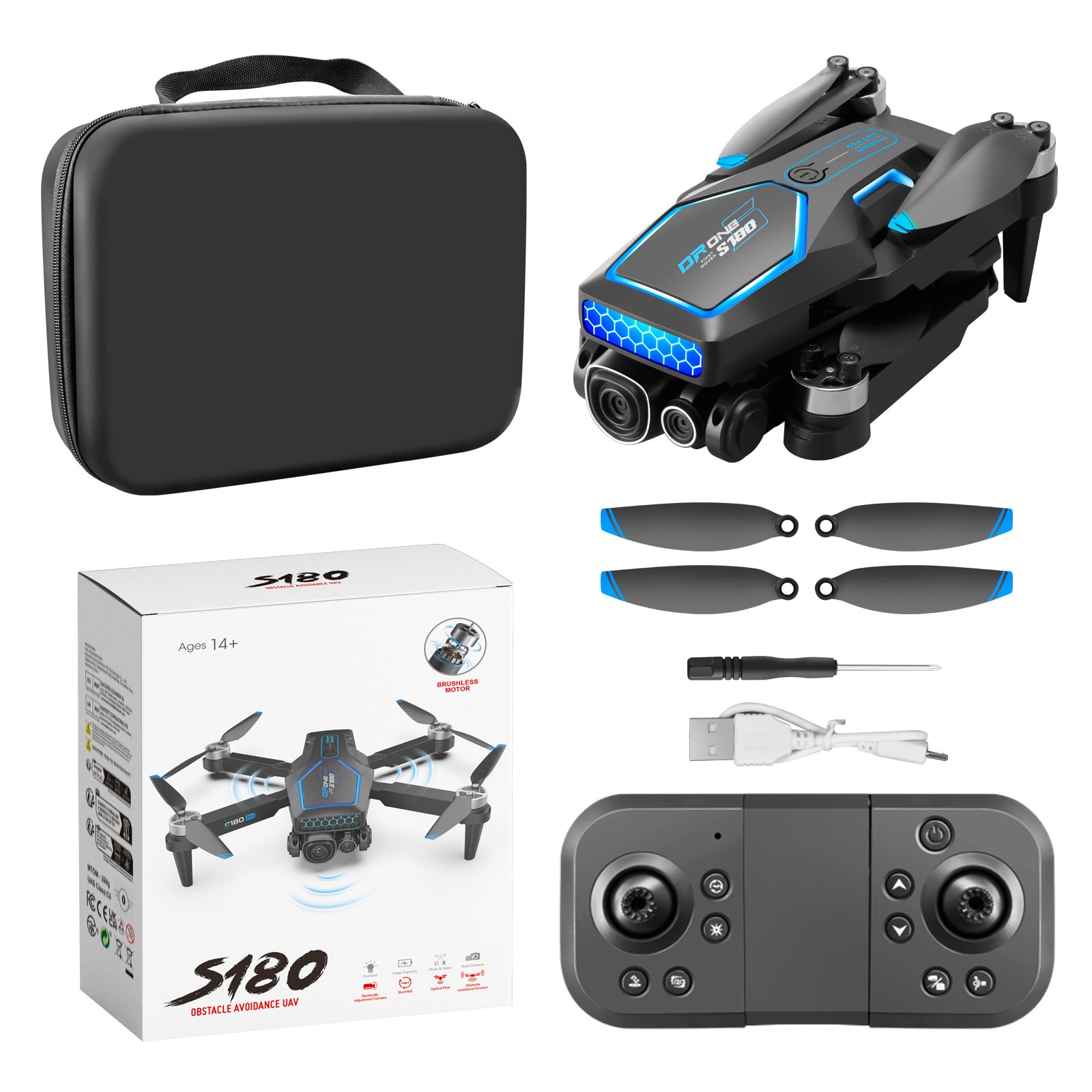 S180 Brushless Obstacle Avoidance Aerial Photography Drone Remote-controlled Aircraft