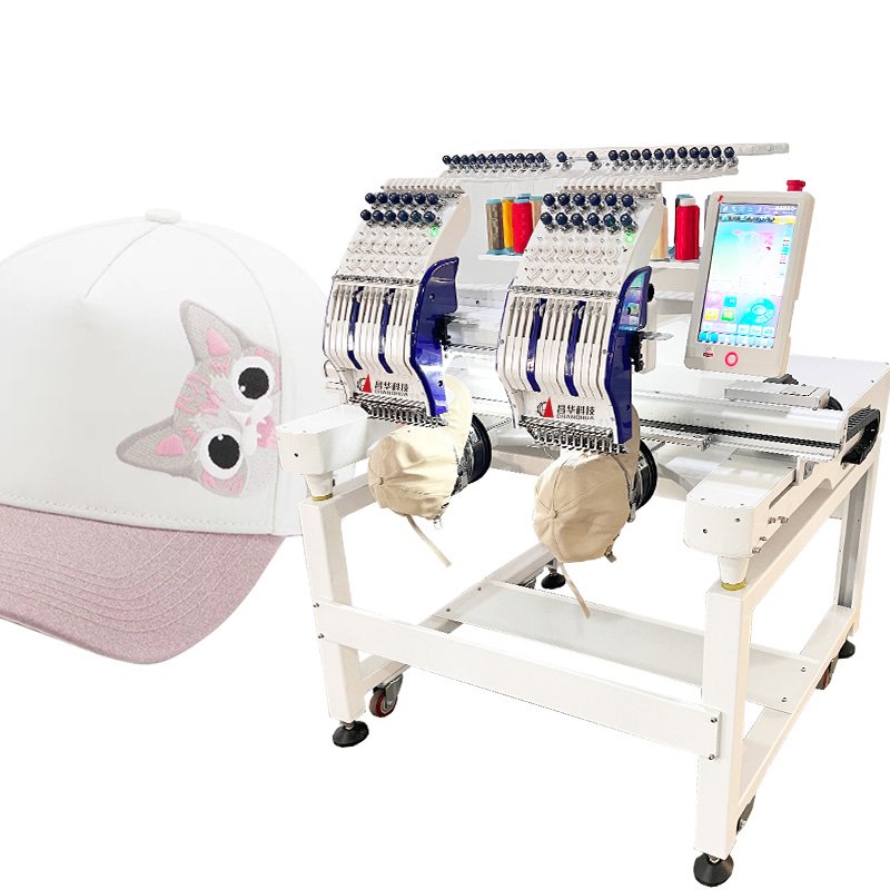 Changhua Factory Fully Automatic Industrial Embroidery Machine Hats T-shirts Embroidery Machine Two Heads