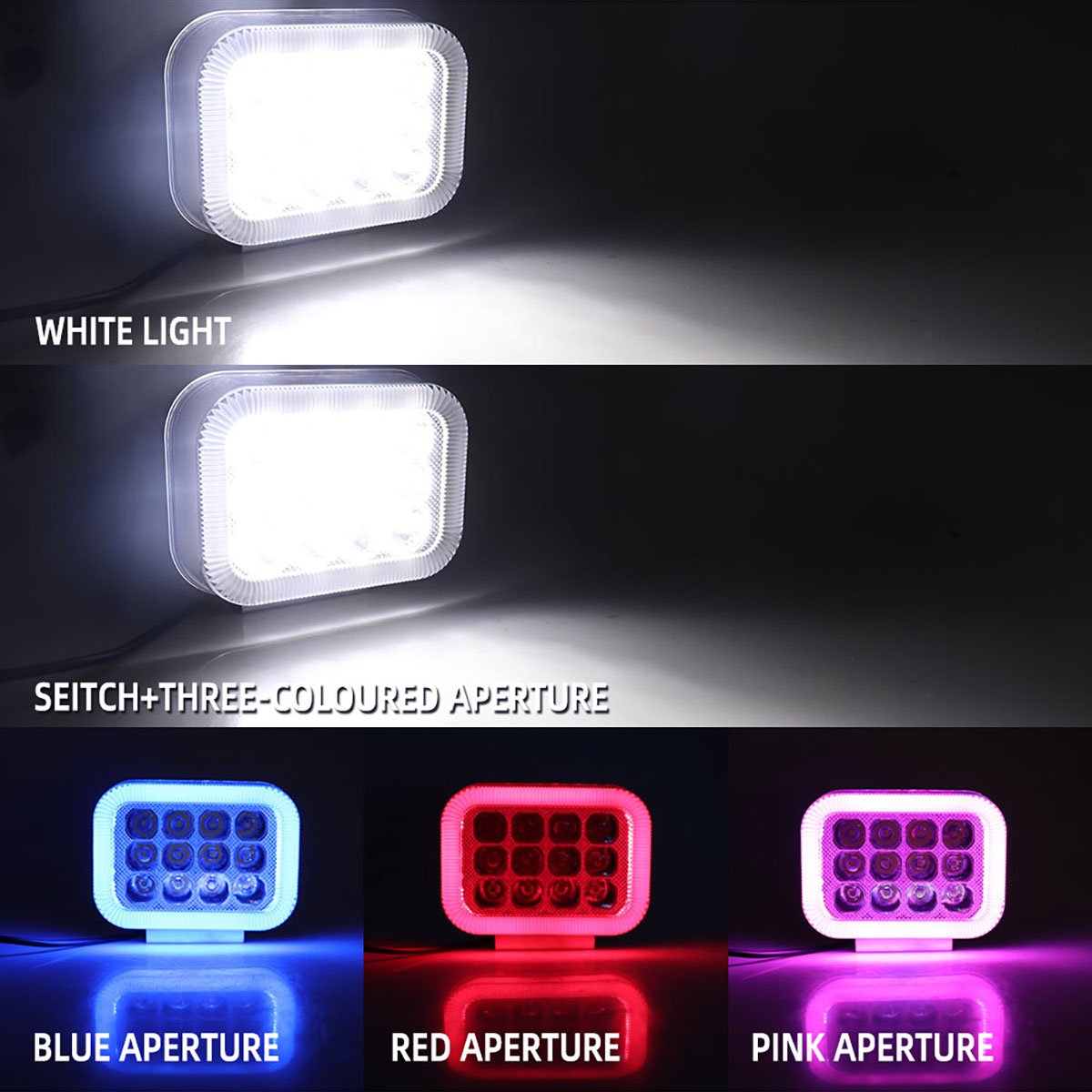 Super Bright 12V 24V 12SMD White Motorcycle Spotlight Flash Auxiliary Light for Motorbike Headlight