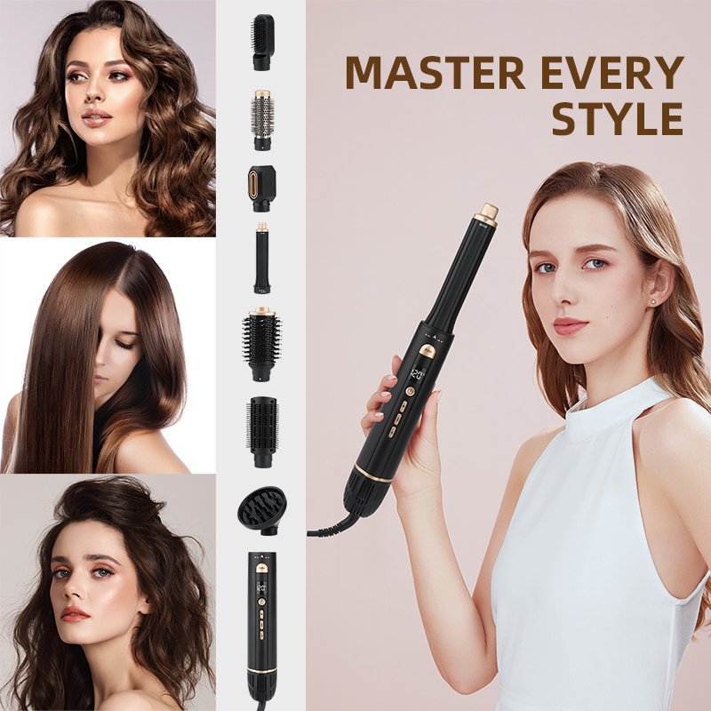 Professional Ionic Travel Hair Styling Tool Hair Dryer Brush Blow Dryer Brush 7 in 1 Hot Air Brush Styler Auto Air Curler