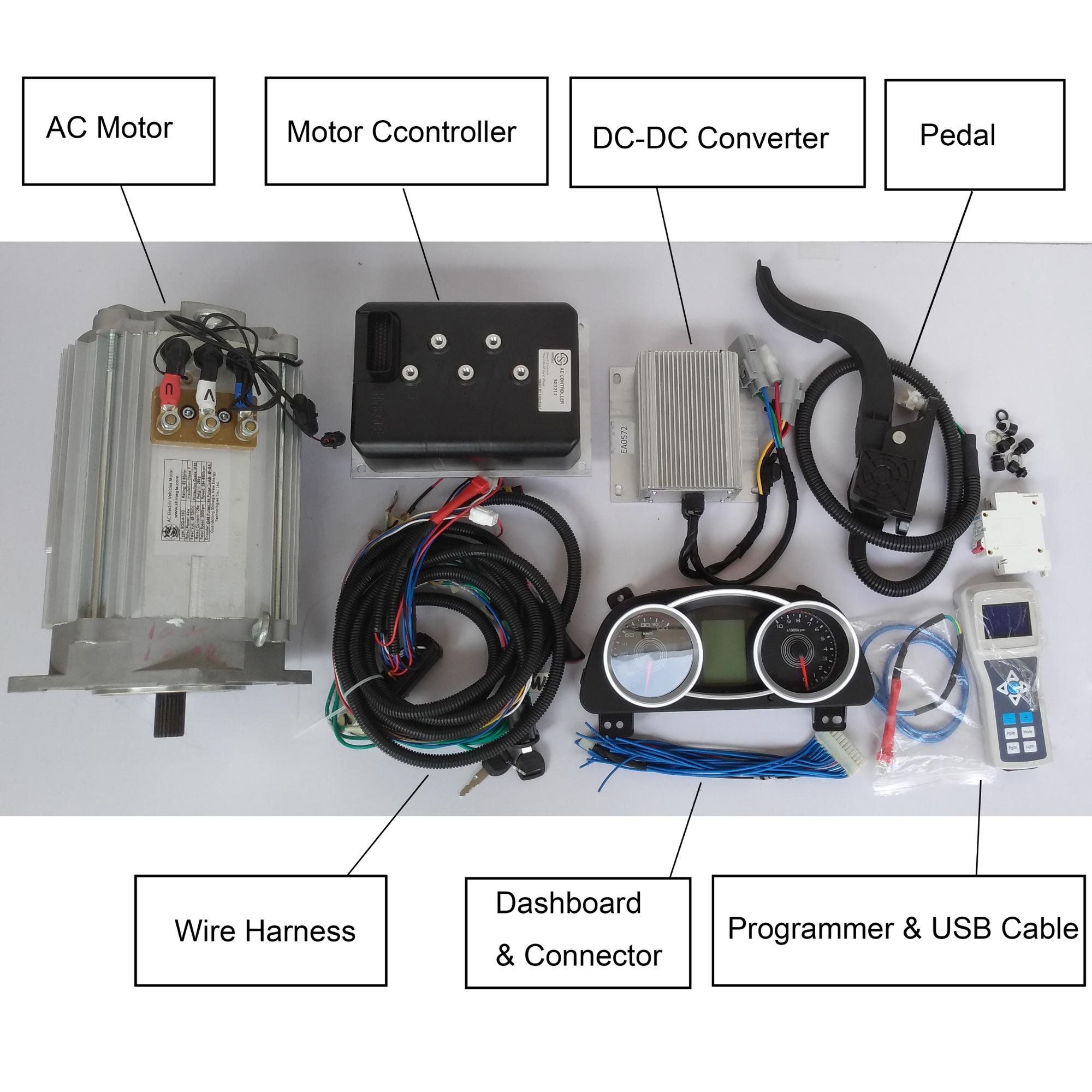 Shingle Gear Motor IP67 7.5/10/15kw 20hp 108v 96v Ac Induction Motor Controller Kit Electric Car Conversion Kit Full Auto Kit