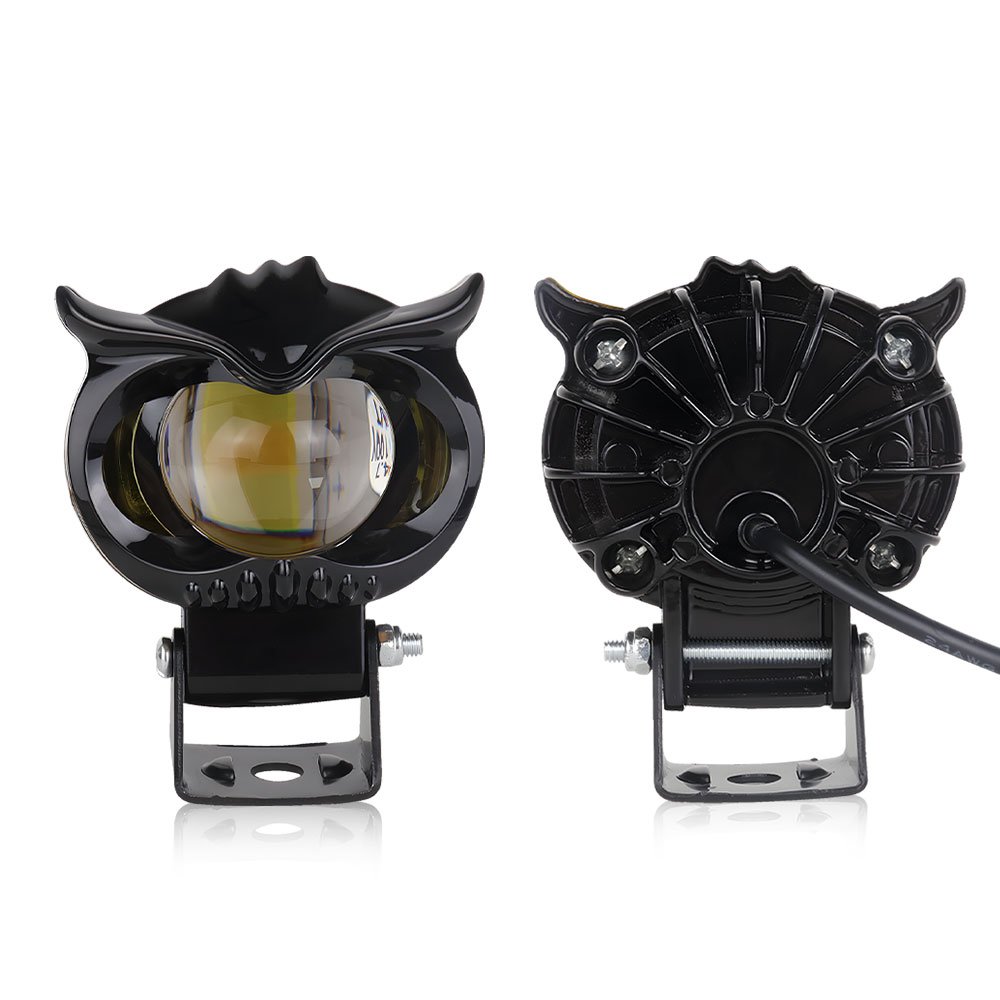 JHS High Quality Dual Color Led Projector Lens Angel Eye Owl Led Motor Light 1smdf Lamp with Frame 12-24V for Motorcycle