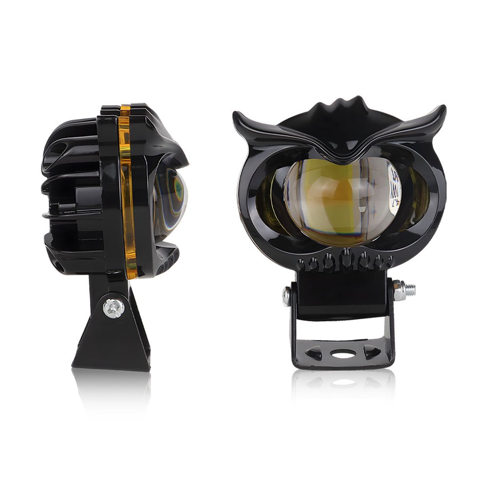 JHS High Quality Dual Color Led Projector Lens Angel Eye Owl Led Motor Light 1smdf Lamp with Frame 12-24V for Motorcycle