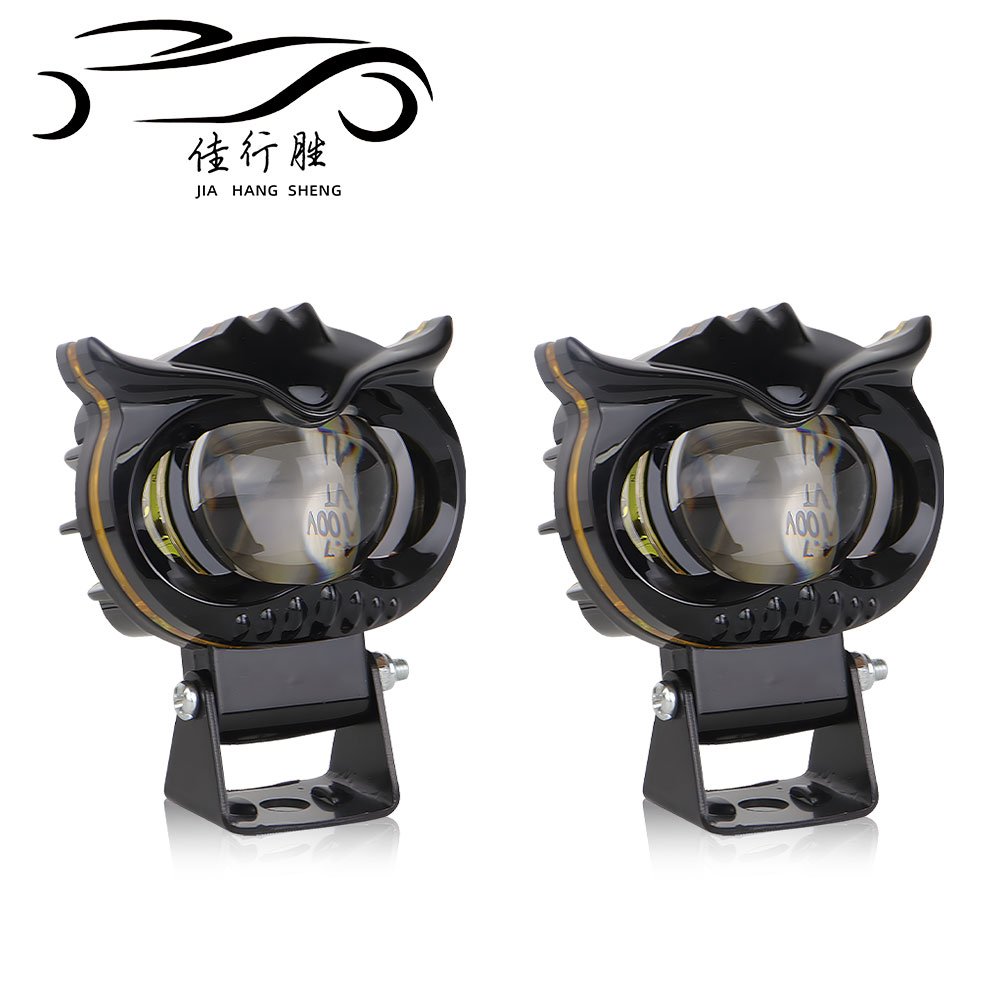 JHS High Quality Dual Color Led Projector Lens Angel Eye Owl Led Motor Light 1smdf Lamp with Frame 12-24V for Motorcycle