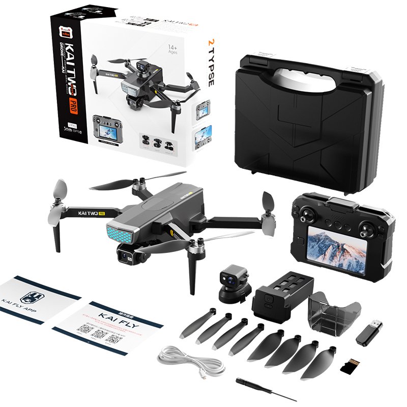 KAI 2 Plus Drone GPS 4K 3-Axis Gimbal Dual Camera 5.6-inch Touch Screen Remote Control Aircraft Foldable Quadcopter