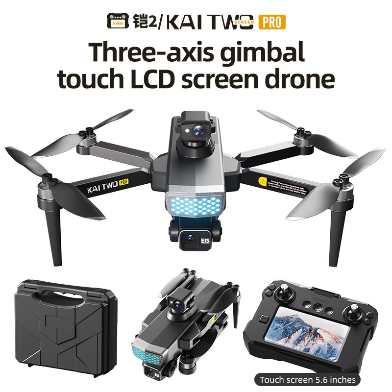 KAI 2 Plus Drone GPS 4K 3-Axis Gimbal Dual Camera 5.6-inch Touch Screen Remote Control Aircraft Foldable Quadcopter