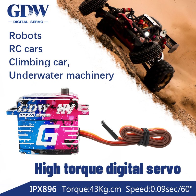 GDW IPX896 Shark 43KG High Torque Waterproof Brushless Digital Servo Industrial Climbing Car Model for Diving Motors Product
