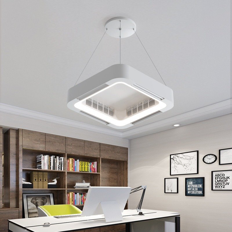 OEM 23 Inch Bladeless LED Ceiling Fan Lighting 110-240V Modern Design Home Office Bathroom Iron Body DC Motor Remote Bedroom