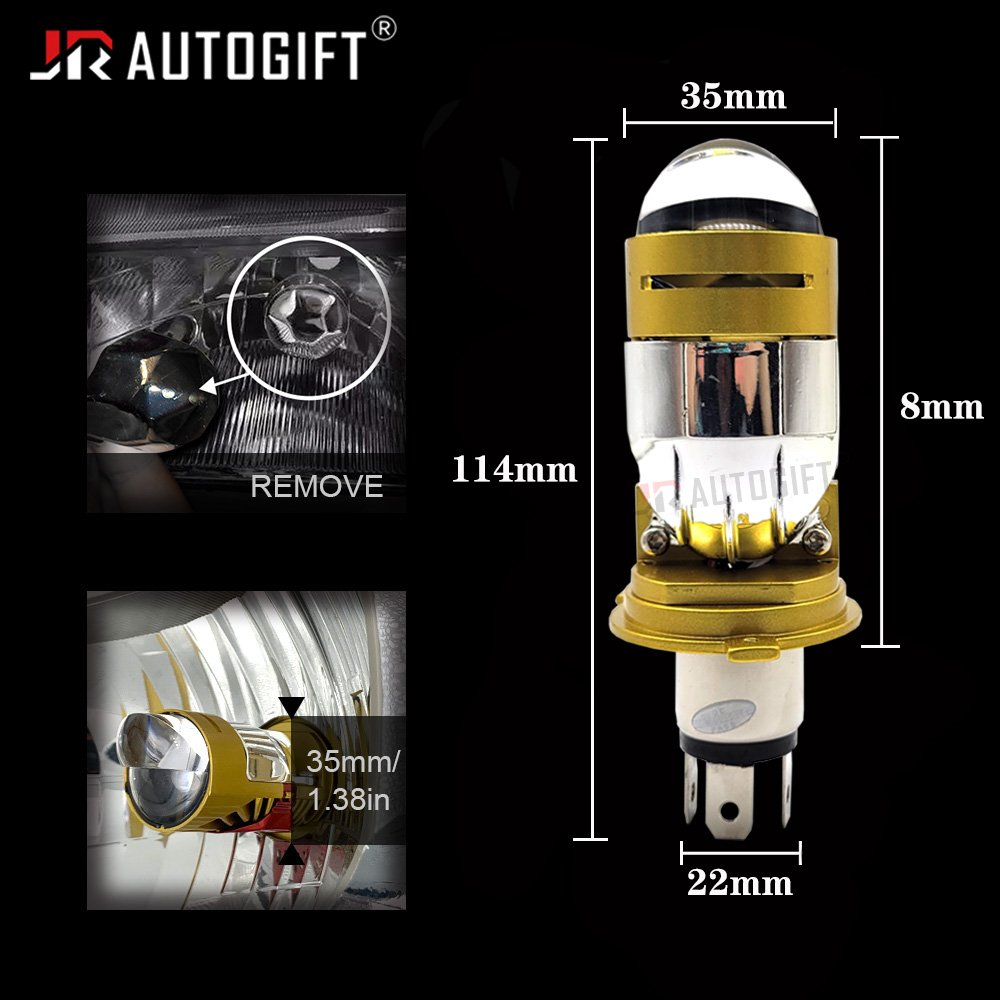 Customized H4 LED Dual Len Motorcycle Headlight Wireless Bi Led Projector Len Auto Hi/Lo Headlamp Plug&Play Cooling Fan