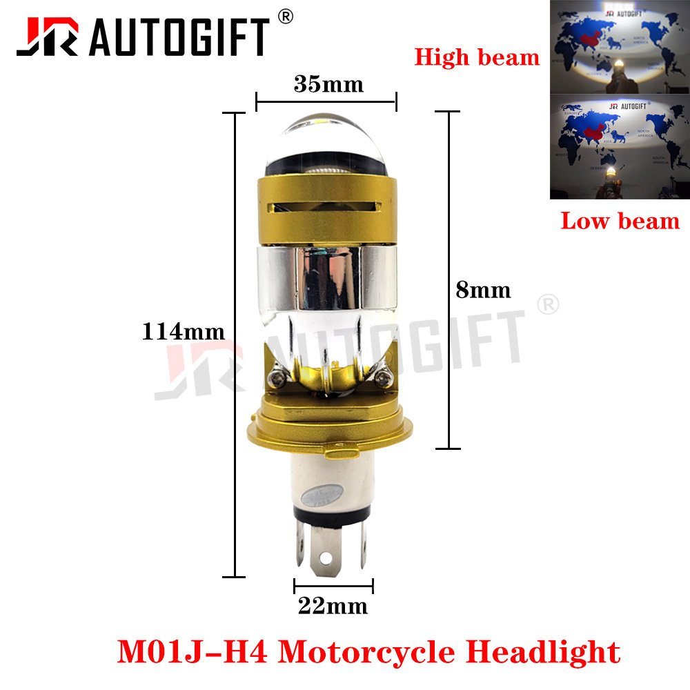 Customized H4 LED Dual Len Motorcycle Headlight Wireless Bi Led Projector Len Auto Hi/Lo Headlamp Plug&Play Cooling Fan