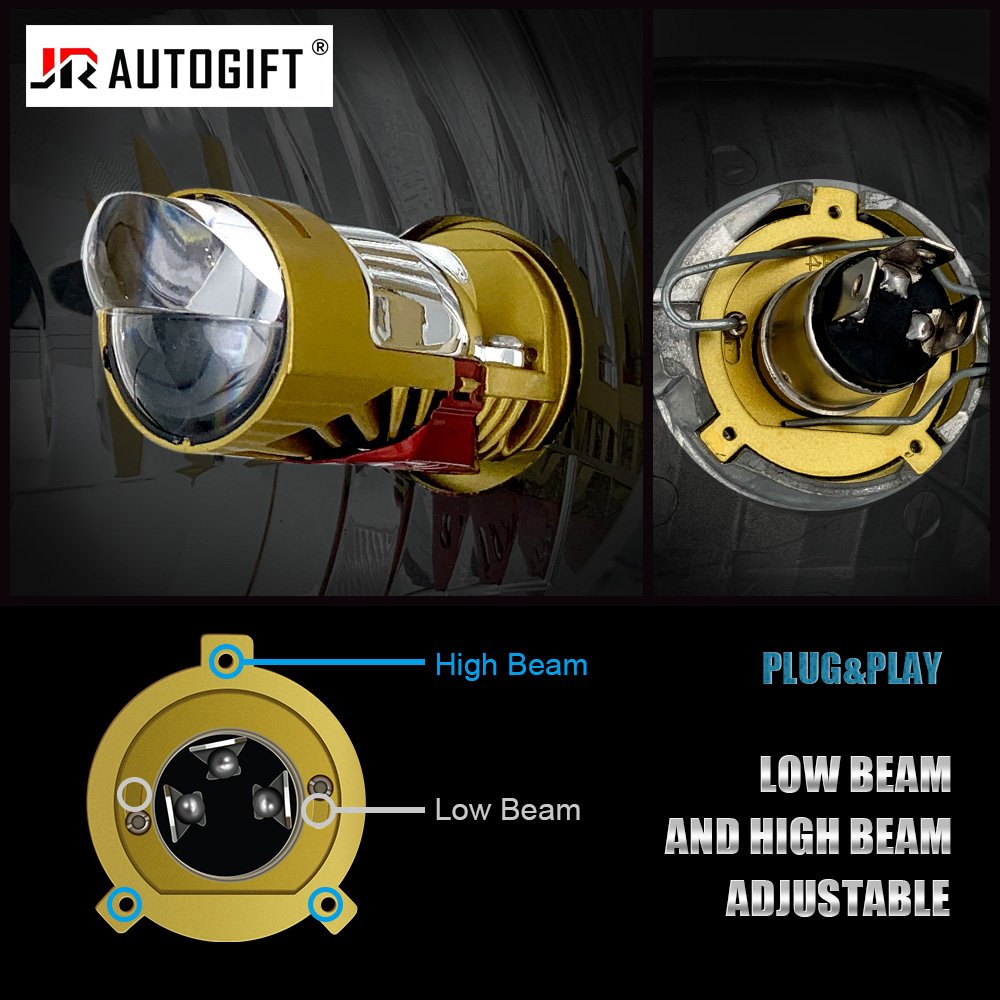 Customized H4 LED Dual Len Motorcycle Headlight Wireless Bi Led Projector Len Auto Hi/Lo Headlamp Plug&Play Cooling Fan