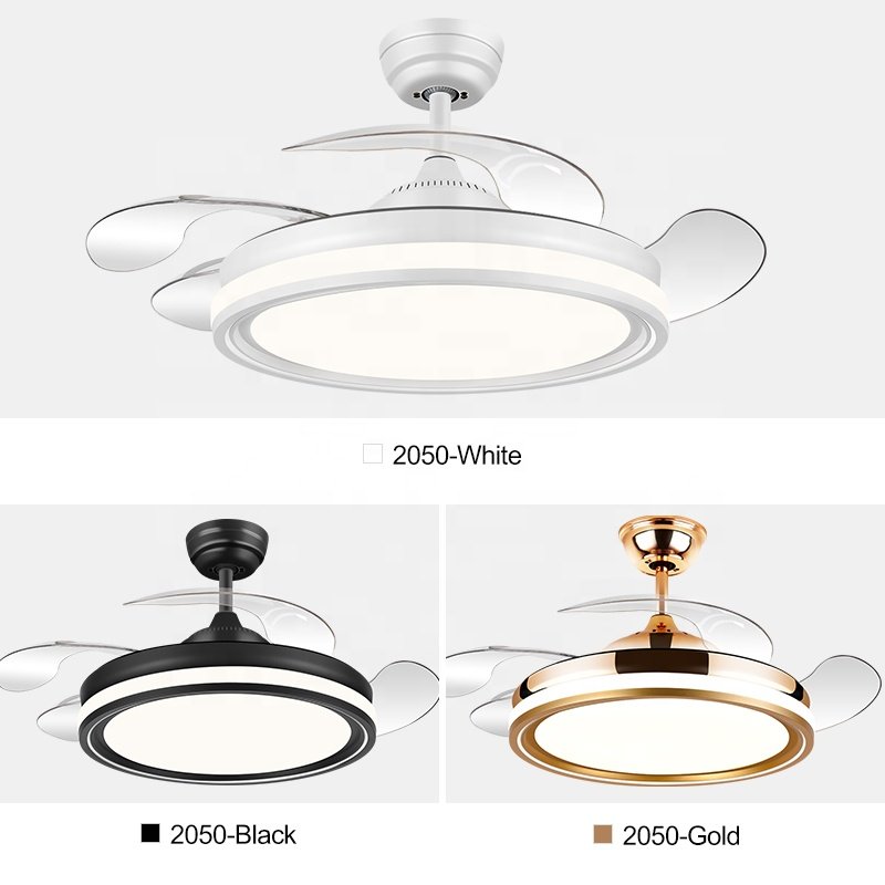 Y050 Household Wood Grain Tri Color 42 Inch Modern Ceiling Fan LED Lamp 110 220V Invisible Blade Remote Control
